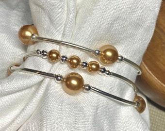 Sterling Silver with Gold Pearls