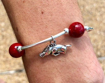 Razorback Red with Hog Charm Bracelet