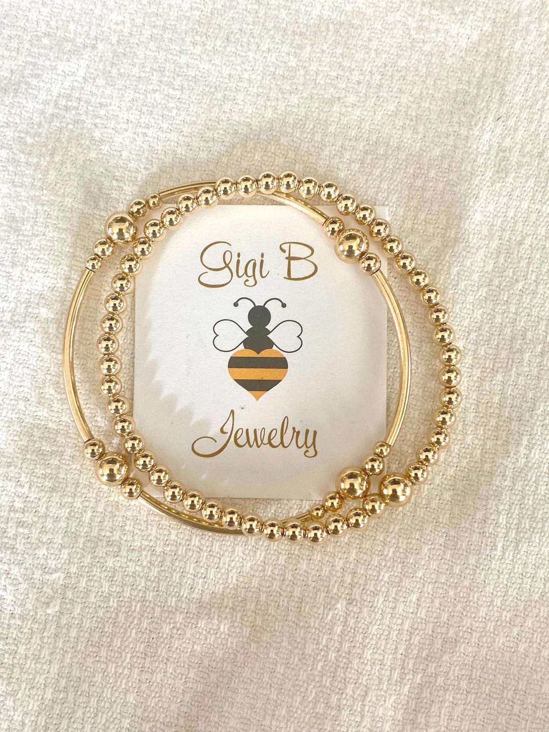 Gold Beaded Stacker Duo - Etsy