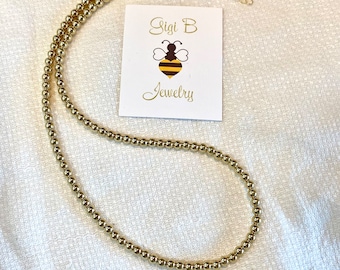 4mm Gold Beaded Necklace —14k gold filled