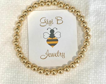 6mm 14K Gold Filled Full Beaded Stacker  Bracelet