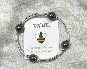 Grateful Pearl Bracelet--Dark Gray Pearl/Sterling Silver