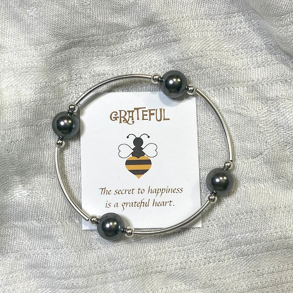 Grateful Pearl Bracelet--Dark Gray Pearl/Sterling Silver