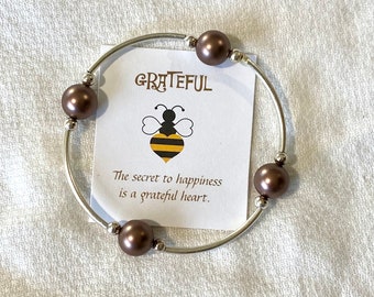 Best Seller! Grateful Pearl Bracelet--Creamy chocolate Pearls/Sterling Silver