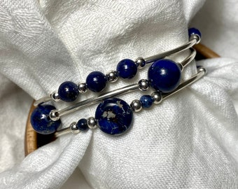 Lapis and Sterling Bracelet Set