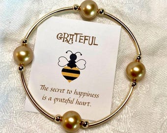 Gold Grateful Pearl Bracelet—Vintage Gold Pearls/14k Gold Filled