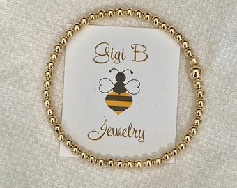 4mm 14K Gold Filled Full Beaded Stacker Bracelet
