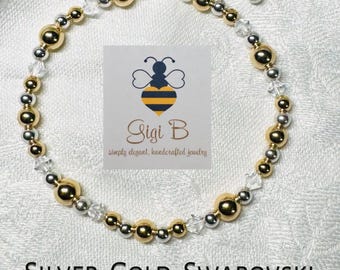Silver, Gold & Swarovski Stacker