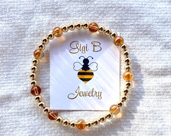 Topaz Czech Glass/14k Gold Filled Beaded Stacker