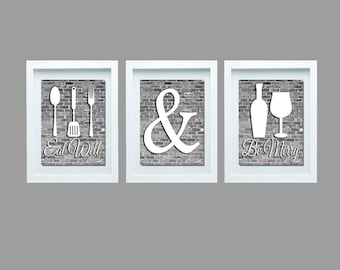 Kitchen Framed Wall Art gray and white kitchen wall art eat well and be merry print kitchen decor kitchen wall art modern kitchen decor modern kitchen art
