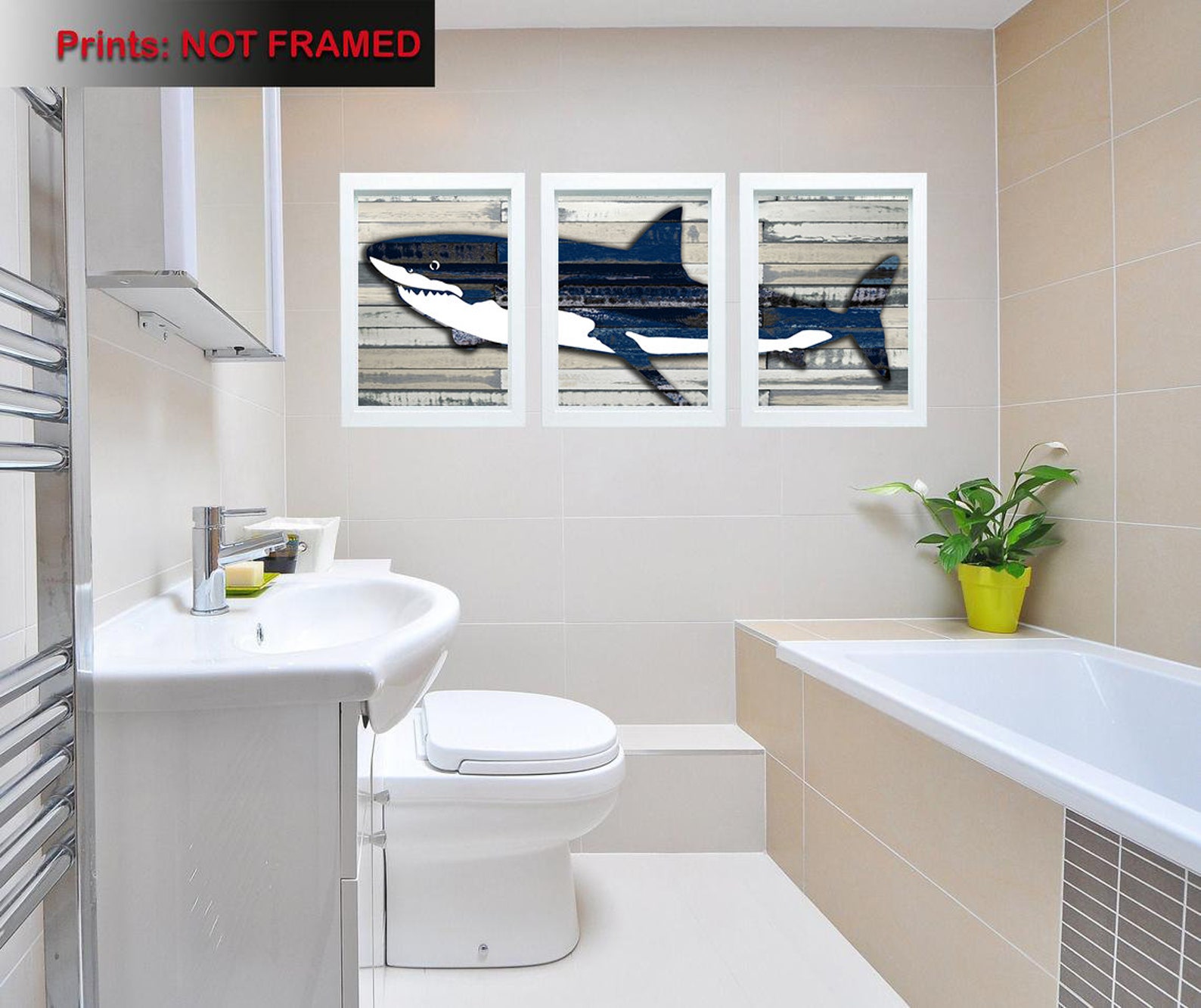 Shark Bathroom Decor Shark Bathroom Print Shark Wall Art Etsy