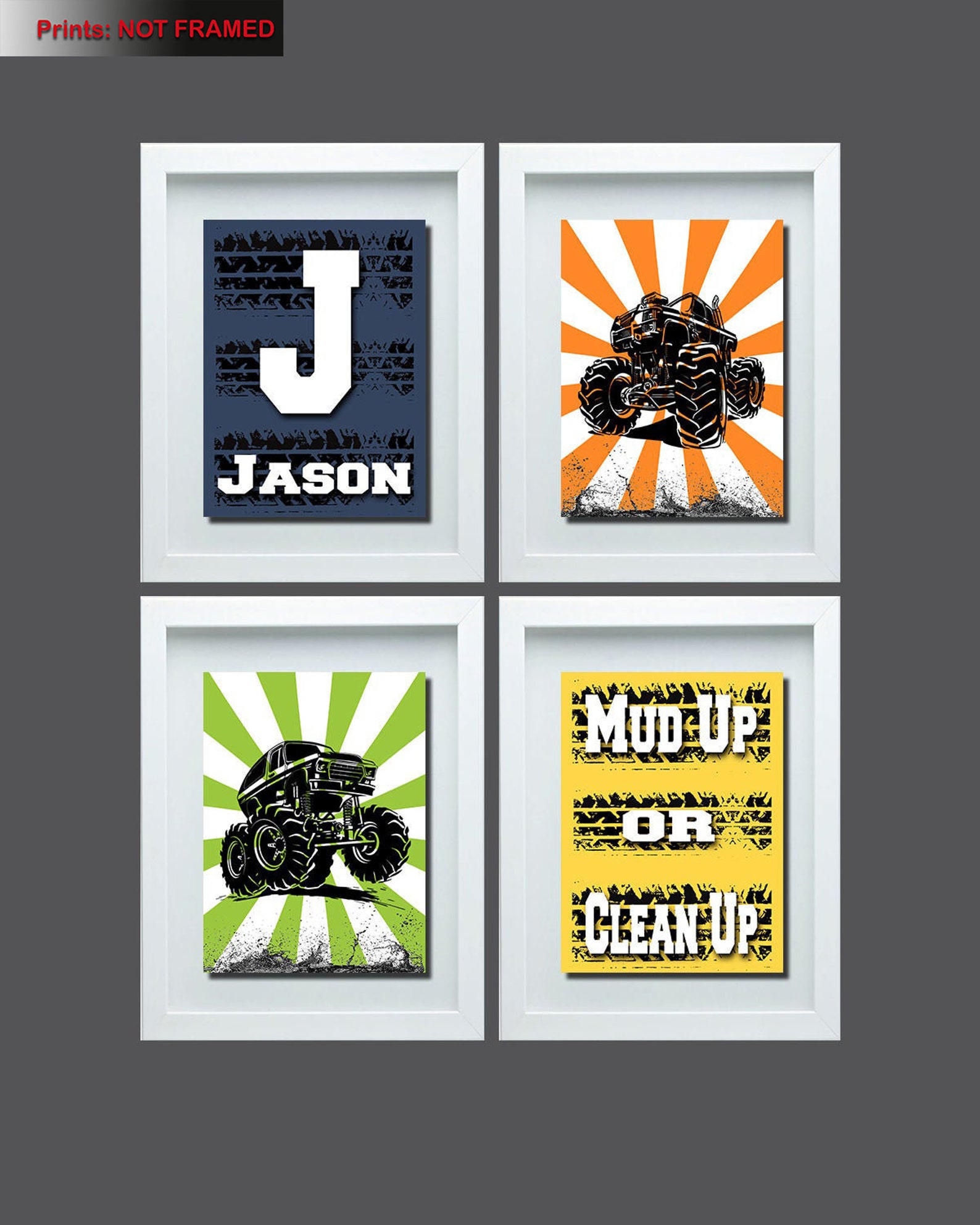 Monster Truck Wall Art Personalized Name Wall Art Monster Etsy