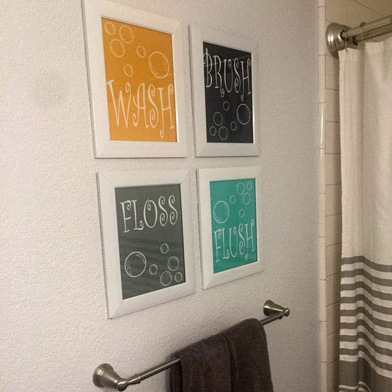 Wash Brush Floss Flush Bathroom Rules Print Kids Bathroom Decor Kids Bathroom Wall Art Kids Bathroom Rules Wash Brush Floss Flush Print