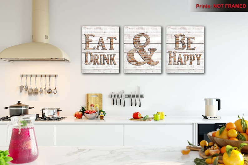 Modern Kitchen Wall Art Shabby Chic Wall Art Eat and Drink Etsy