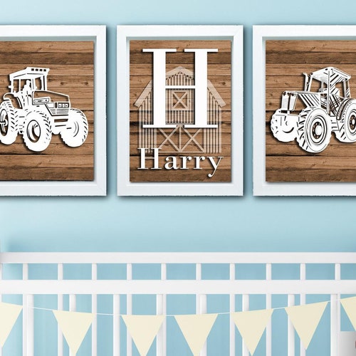 Tractor Wall Decor Personalized Name Art Tractor Decor Boy Etsy
