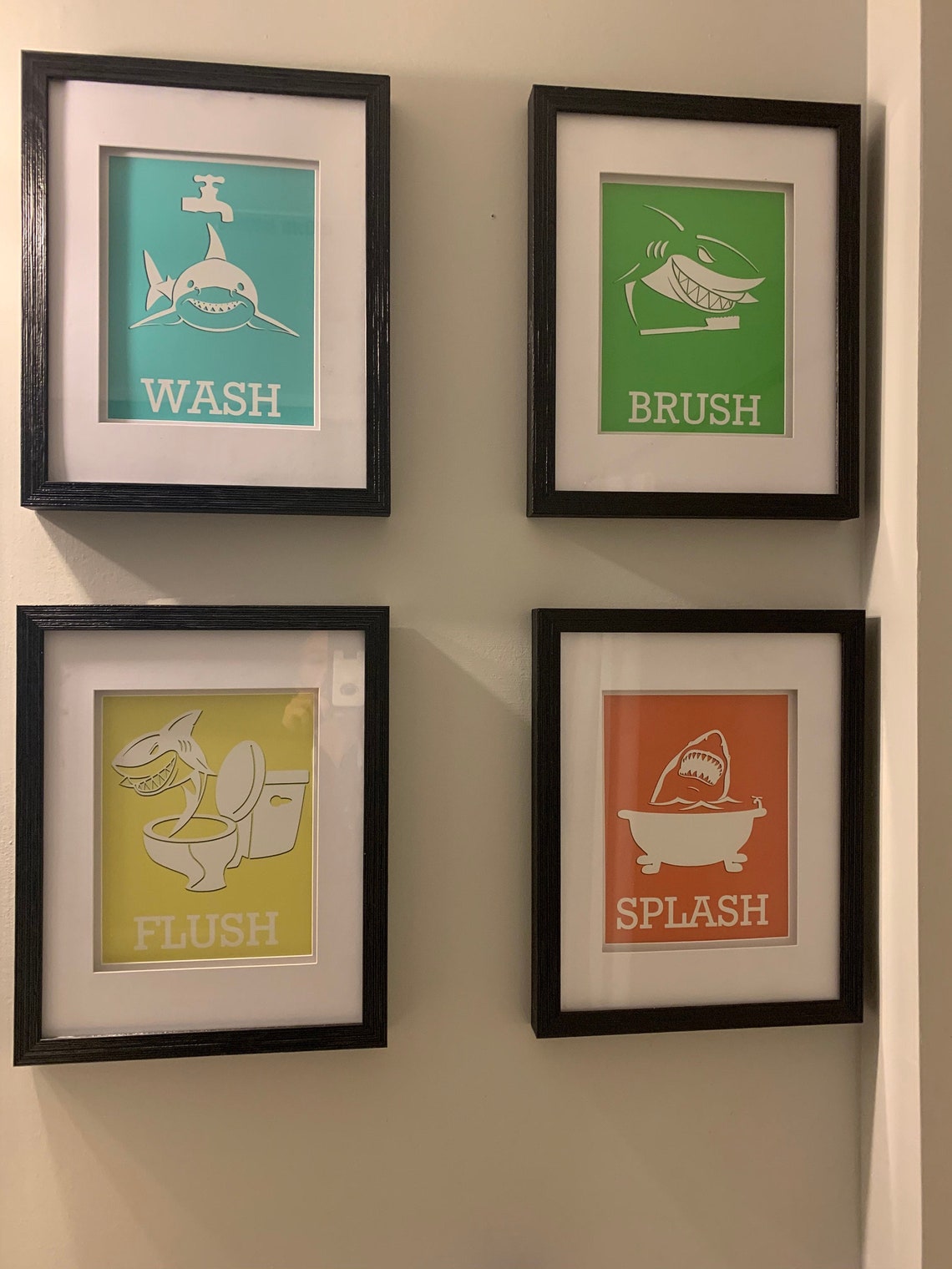 Shark Bathroom Wall Art Boy Bathroom Wall Decor Boy Bathroom Etsy