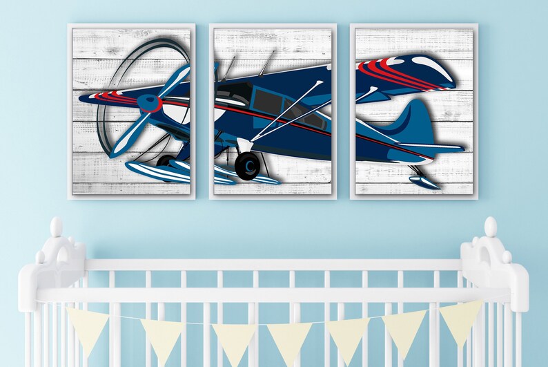Airplane Wall Art Playroom Wall Decor Airplane Nursery Wall Etsy