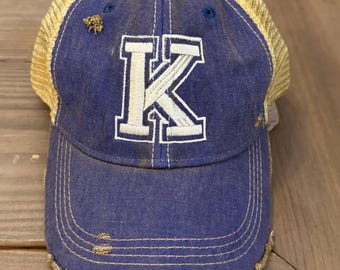 K Distressed Ball Cap: Sports Fan Hat