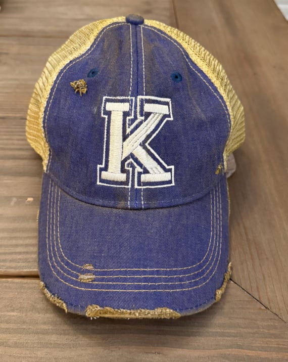 K Distressed Ball Cap: Sports Fan Hat