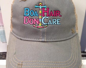 Boat Hair Don't Care Distressed Ball Cap