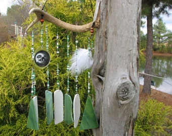 NFL New York Jets' stained glass wind chime