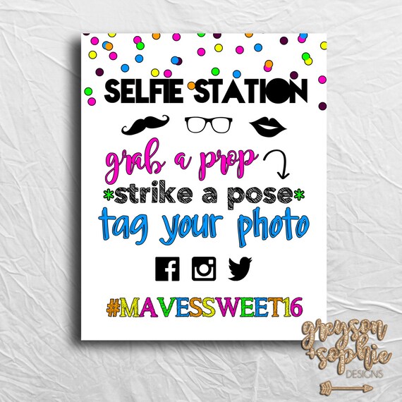 Selfie Station Printable Sign Hashtag Sign Wedding Birthday | Etsy