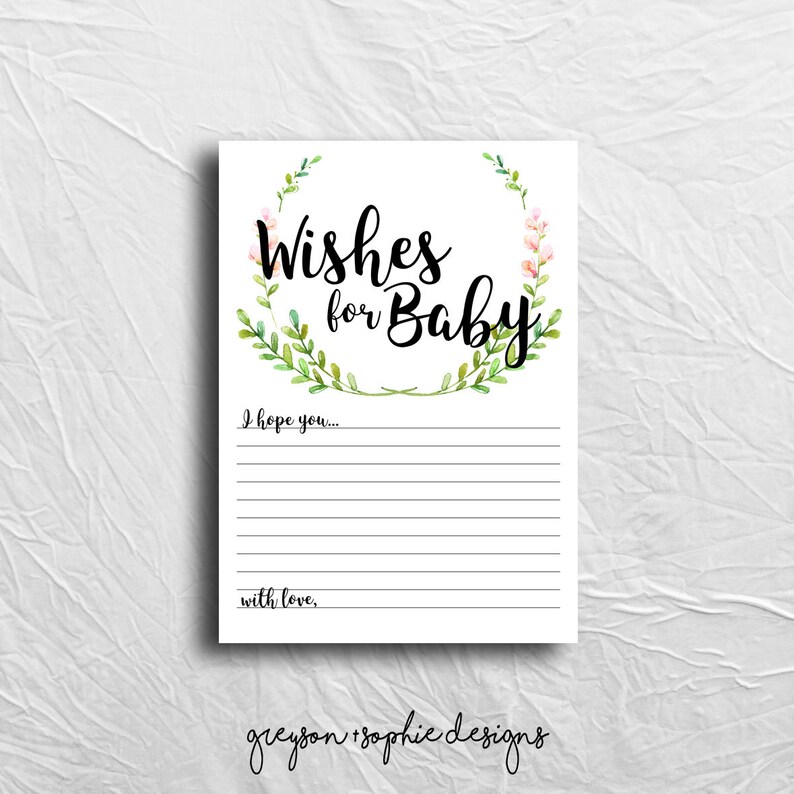 Wishes for Baby Pink Flowers Baby Shower Baby Shower Etsy