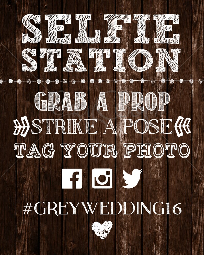 Selfie Station Custom Printable Wedding Hashtag Party | Etsy