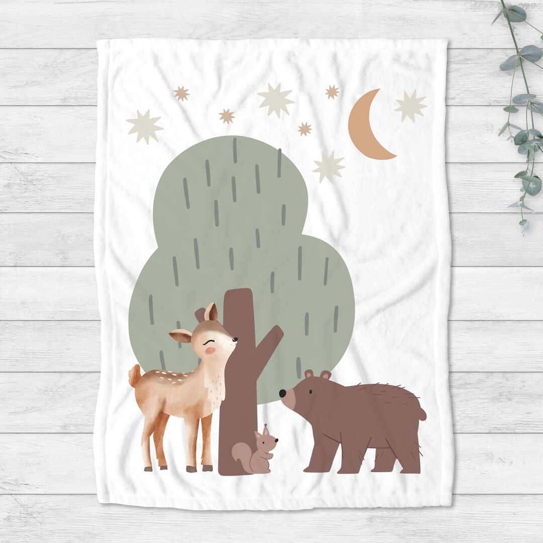 Deer Baby Blanket Woodland Animals Nursey Decor Baby Shower Etsy