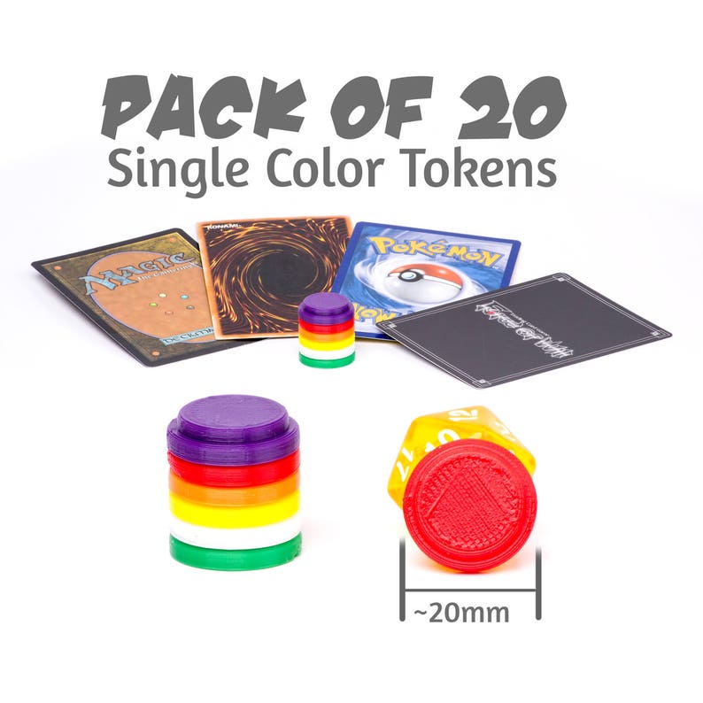Pack of 20 Single Color Stackable Game Tokens 20mm x 5.5mm Etsy