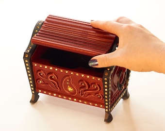 Pirate's Treasure Chest Inspired Deck Box For Storing 100 Double Sleeved Cards and Dice or Tokens