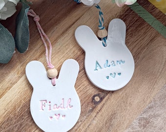 Easter Bunny personalised clay decoration