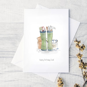 Cartão de feliz aniversário para o pai, cartão ilustrado para o pai, cartões de jardinagem, cartões de aniversário do pai, cartão DIY para o pai, cartões com design irlandês