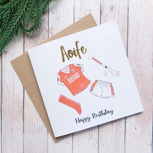 Tarjeta de cumpleaños personalizada de hurling de la GAA, tarjeta de la GAA, tarjetas irlandesas, fútbol gaélico, tarjetas con temática irlandesa, tarjetas deportivas, cumpleaños de la GAA