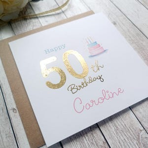 Cartão de aniversário personalizado com número dourado, 50º aniversário, 40º aniversário, 30º aniversário, cartão de aniversário personalizado, cartões feitos na Irlanda