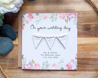 Wedding bunting clay keepsake custom card, Keepsake wedding card, Personalized wedding card, Irish wedding cards, inclusive wedding cards