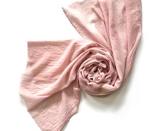 Natural Scarf Pink | Oblong Super Soft Cotton/Modal Scarf, Hand-dyed, Fringed Ends