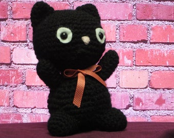 Amigurumi Crochet Black Cat, Halloween Stuffed Animal