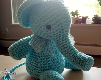 Amigurumi crochet pink elephant, blue elephant