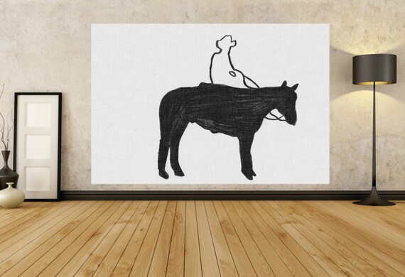 Bedroom Wall Art Horse Black And White Painting Minimalist Xl Large Acrylic Painting Huge Art Unstretched Paintings On Canvas Cowboy K83