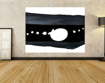 Black and white painting Large canvas wall art black white home decor minimalist art elegant Gift Giant painting huge painting Jerry Titan