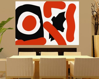 Extra Large Abstract Painting On Canvas orange Black and White Paintings Colorful Bold Huge Painting Lobby Art  Zen Modern Wall art  L8