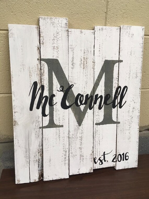 Pallet Family Monogram Wooden Sign | Etsy