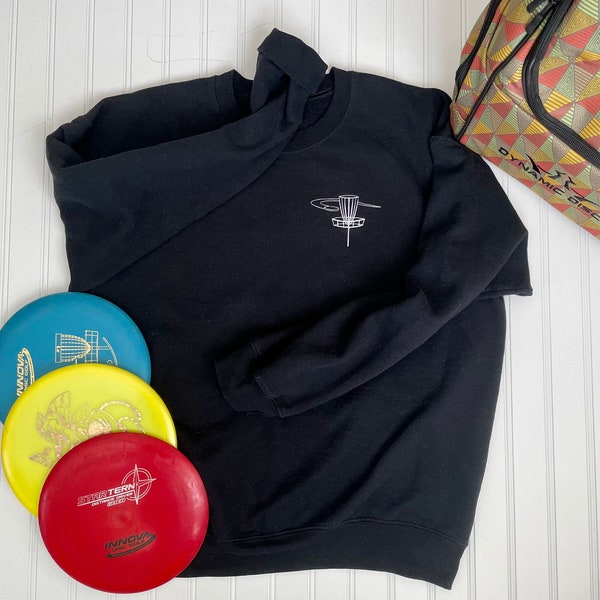 Disc golf Sweater, Crewneck, Embroidered, disc golf, unisex, dad gift, boyfriend gift