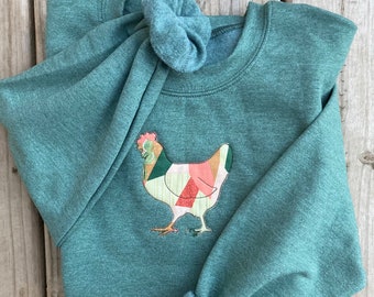 Chicken Embroidered Crewneck Sweater