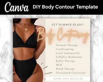 Volantino BODY CONTOURING fai da te, Canva per scolpire il corpo, volantino contorno corpo, modello social media Instagram, Body Spa Acuity, volantino classe
