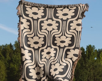Coperta botanica Matisse, coperta di fiori retrò, coperta da picnic per arazzi jacquard funky, coperta astratta