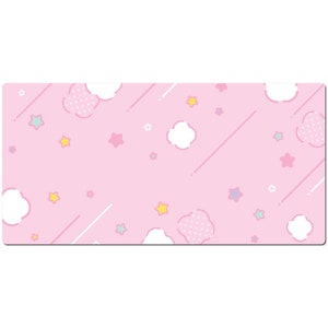 Pastel Star Grid Kawaii Mouse Pad Desk Mat, Large Desk Pad, Big Gaming Mousepad 10x16 12x18 14x24 18x36