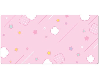Pastel Star Grid Kawaii Mouse Pad Desk Mat, Large Desk Pad, Big Gaming Mousepad 10x16 12x18 14x24 18x36