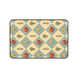 Retro Vegetable Pattern Desk Mat Mouse Pad Tomato Herb Print Vintage Kitchen Aesthetic Large Gaming Setup Gift